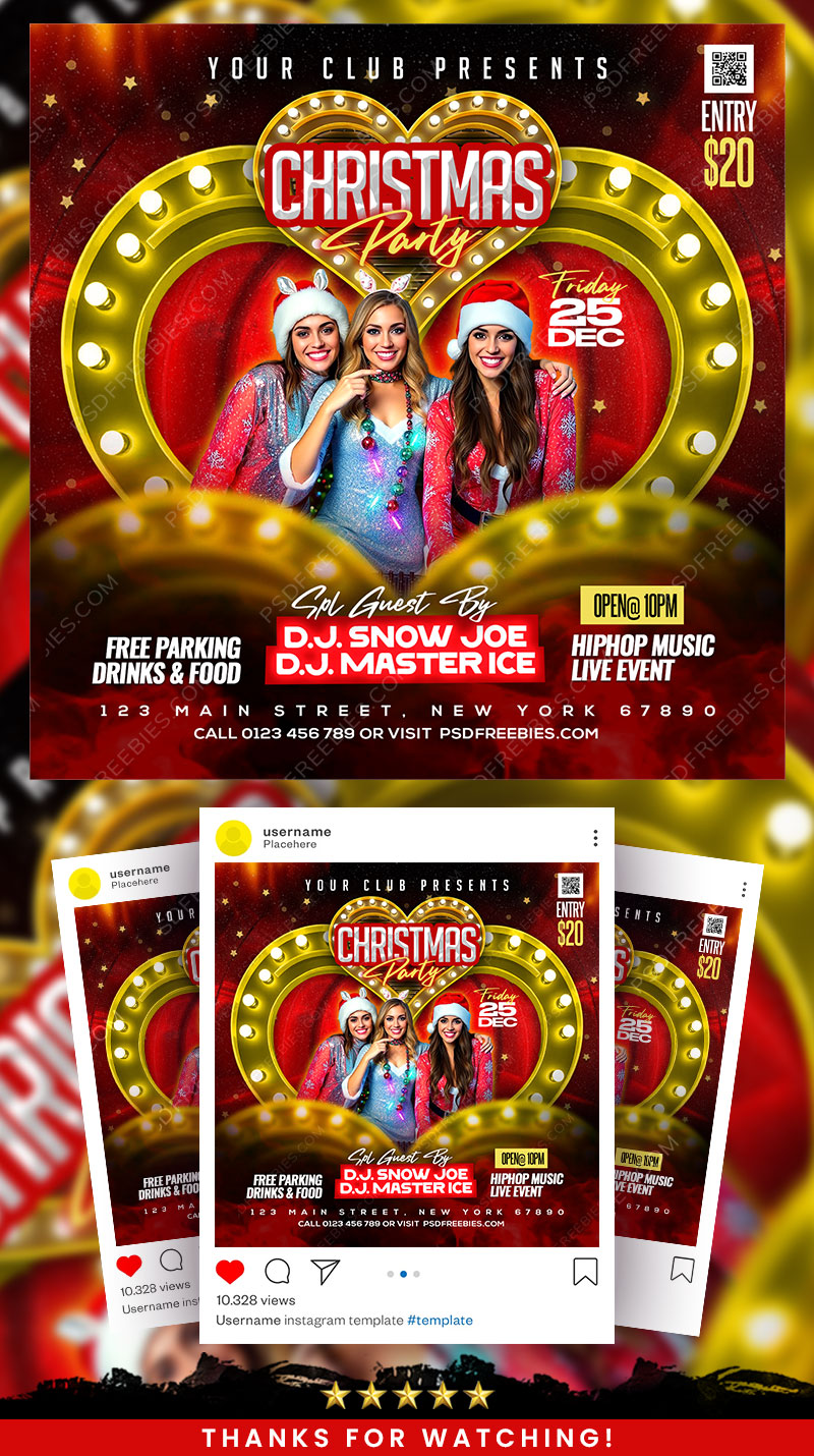 Christmas Club Party Social Media Flyer PSD