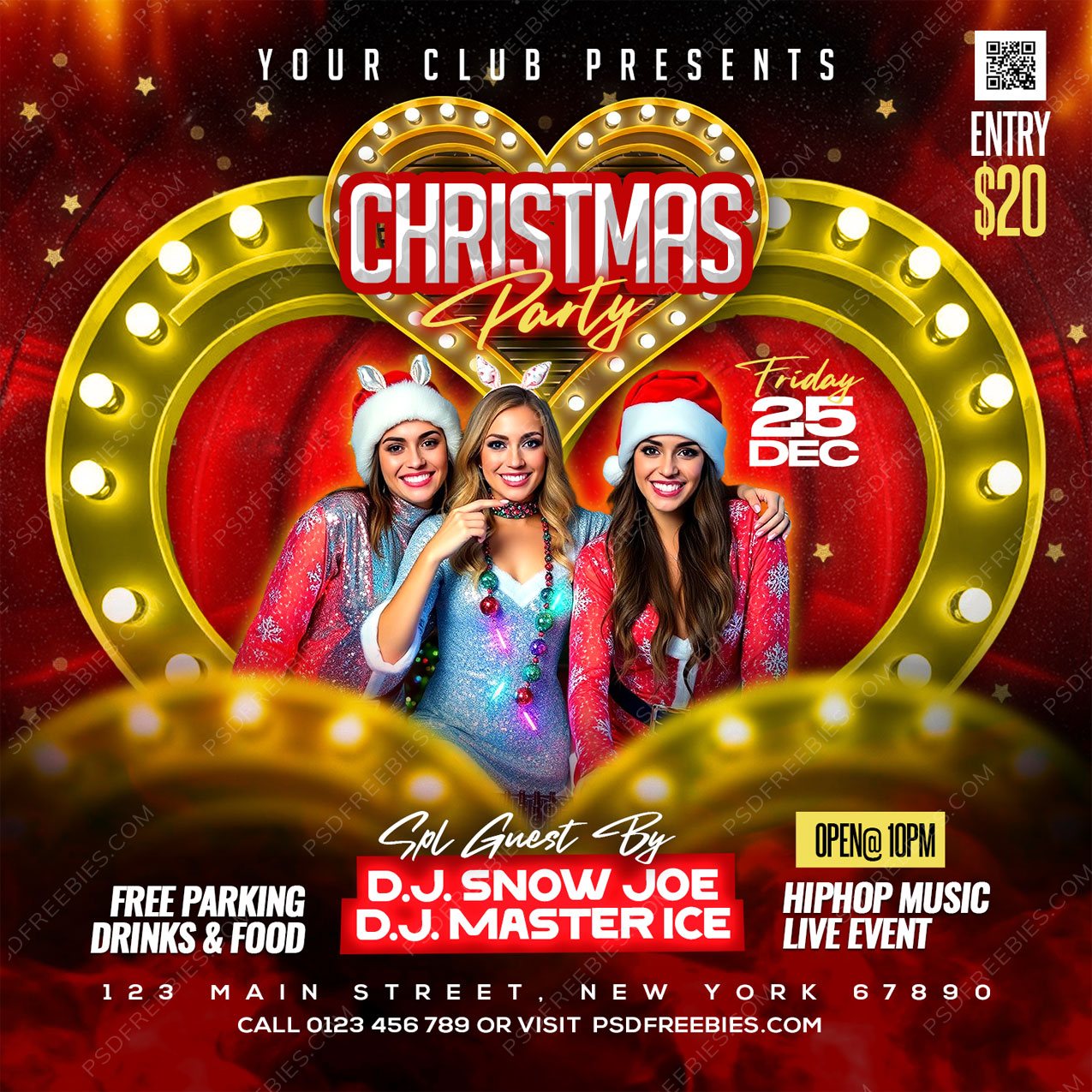 Christmas Club Party Social Media Flyer PSD