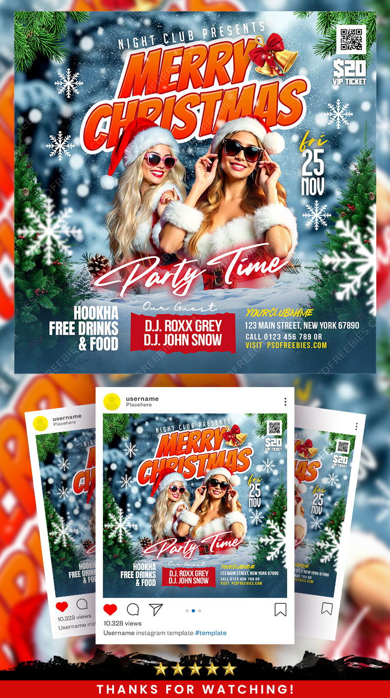 Editable Christmas Party Social Media Flyer PSD
