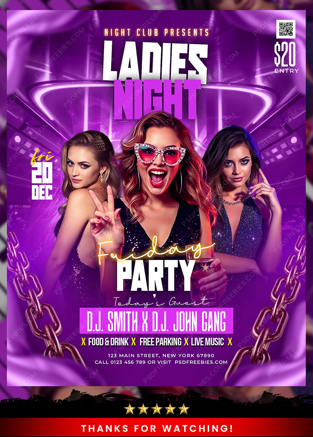 Nightclub Friday Night Party Social Media Flyer PSD