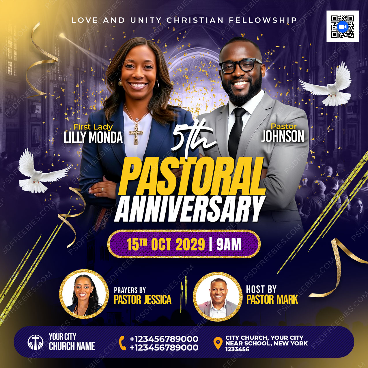 Church Pastoral Anniversary Social Media Post PSD