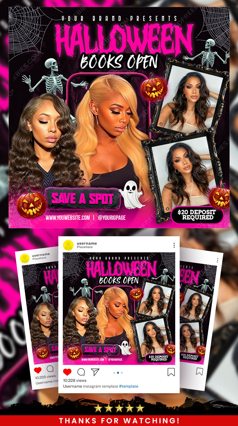 Editable Halloween Spooky Season Booking Flyer PSD Template