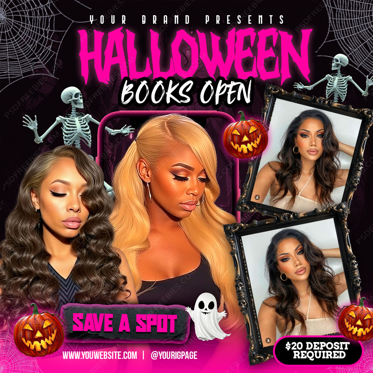 Editable Halloween Spooky Season Booking Flyer PSD Template