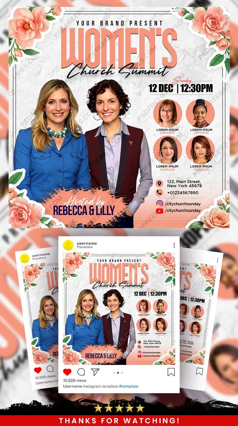 Editable Women Conference Post PSD Template