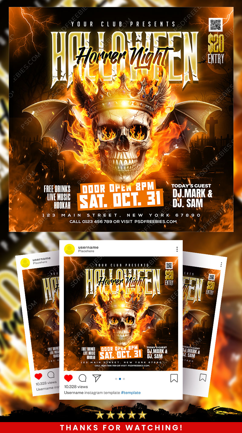 Halloween Horror Night Club Party Post PSD