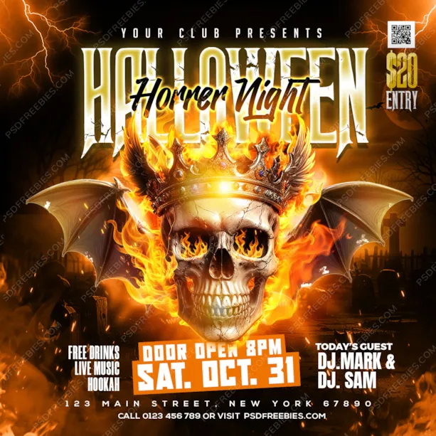 Halloween Horror Night Club Party Post PSD
