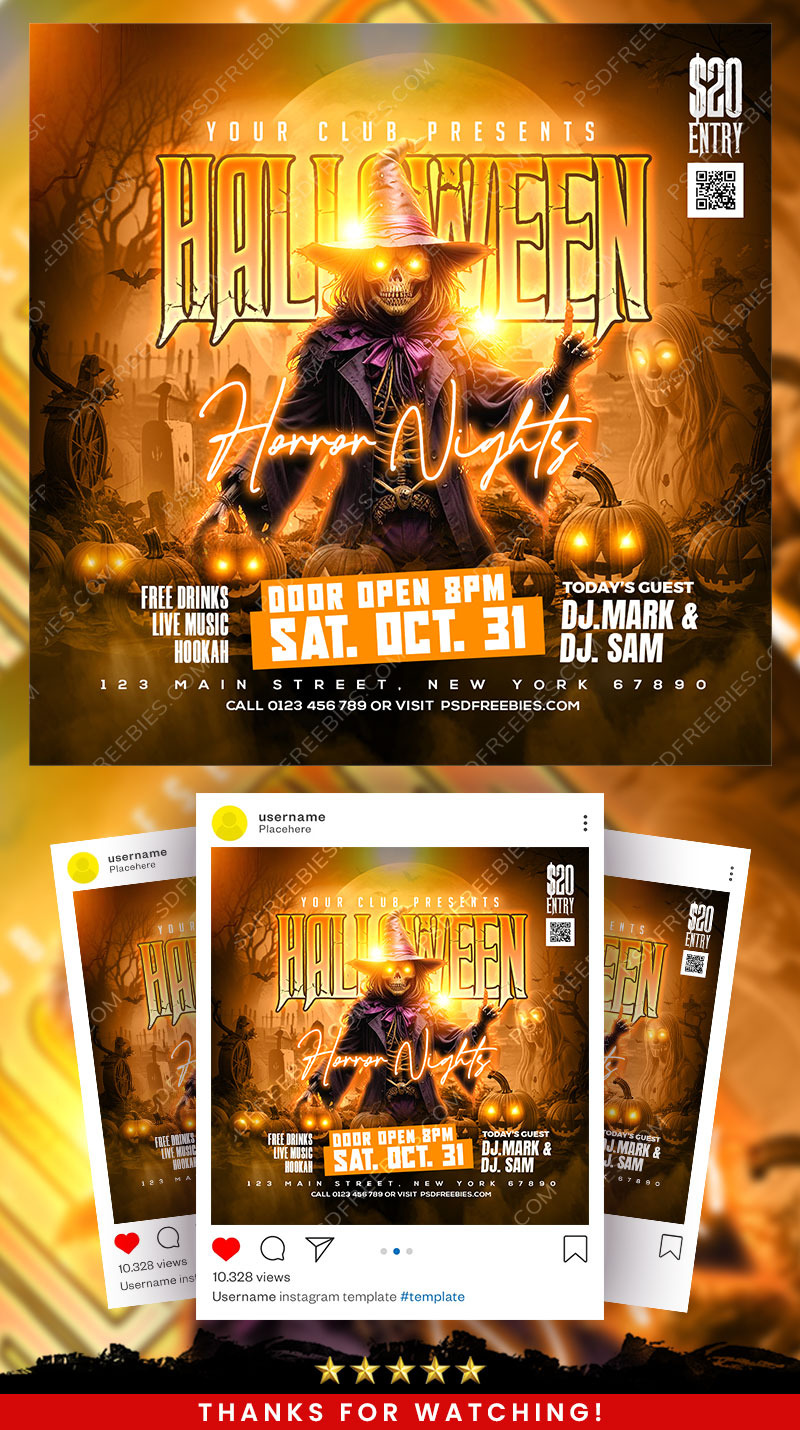 Halloween Horror Night Party Post PSD