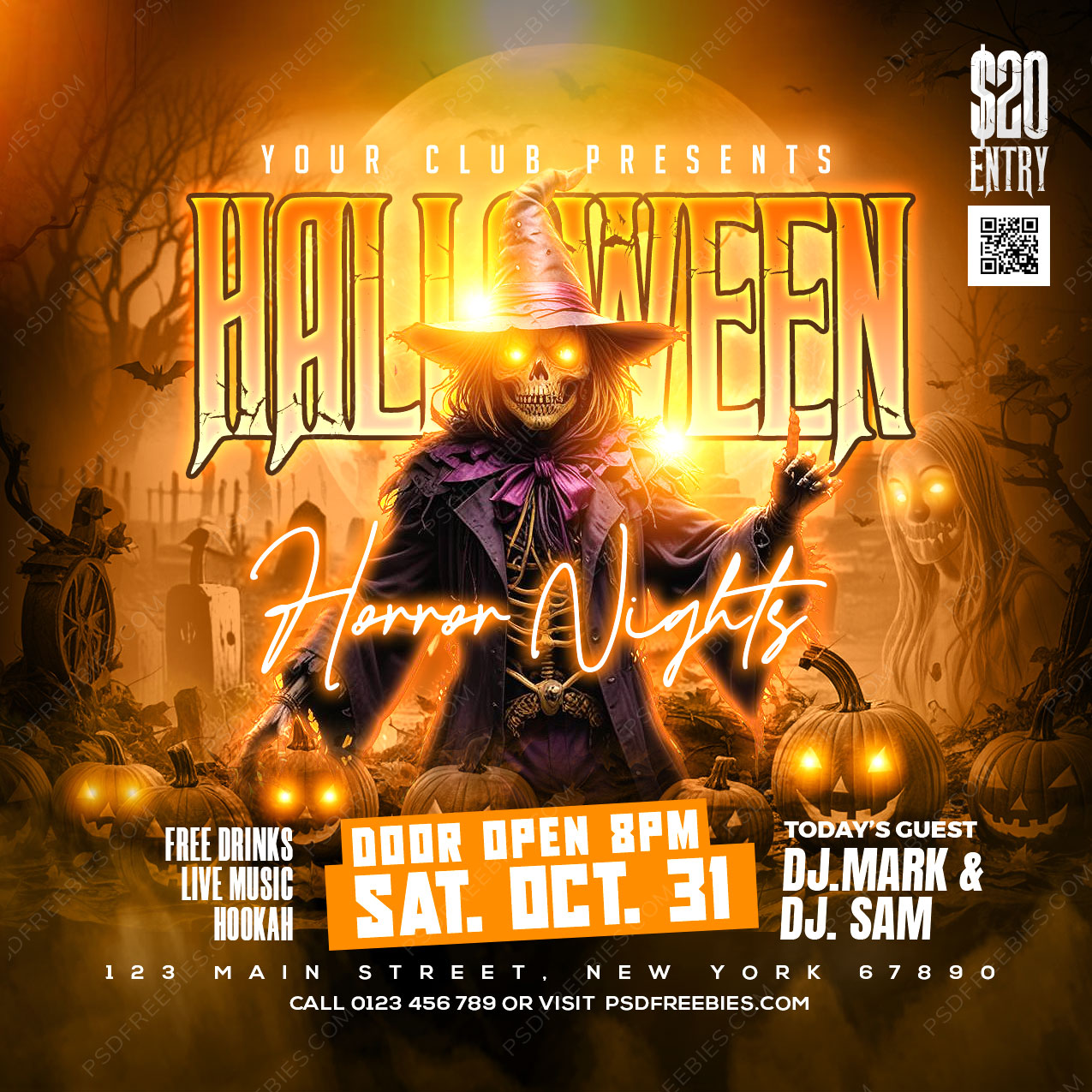 Halloween Horror Night Party Post PSD