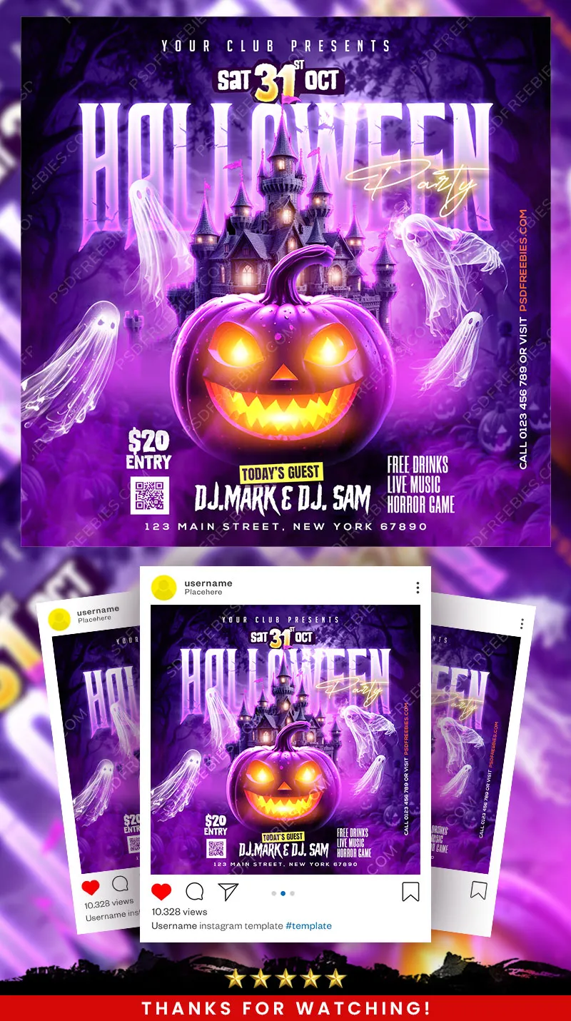 Halloween Night Event Social Media Post PSD