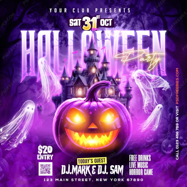 Halloween Night Event Social Media Post PSD