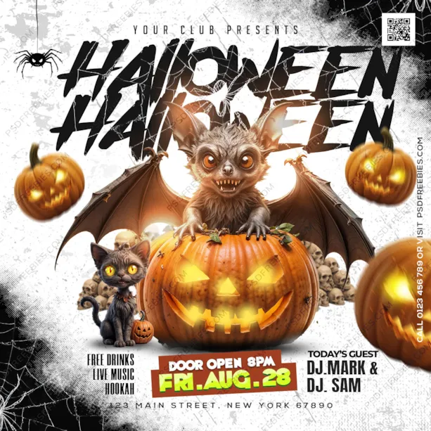 Halloween Night Party Social Media Post PSD