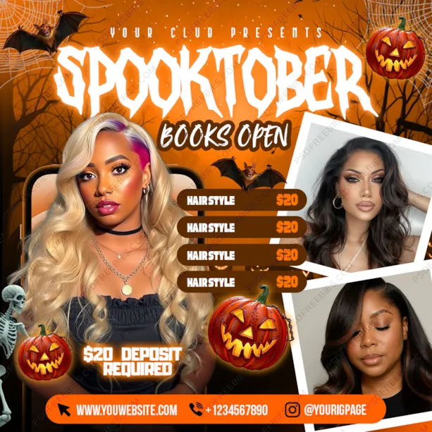 Halloween Spooky Season Booking Social Media Flyer PSD
