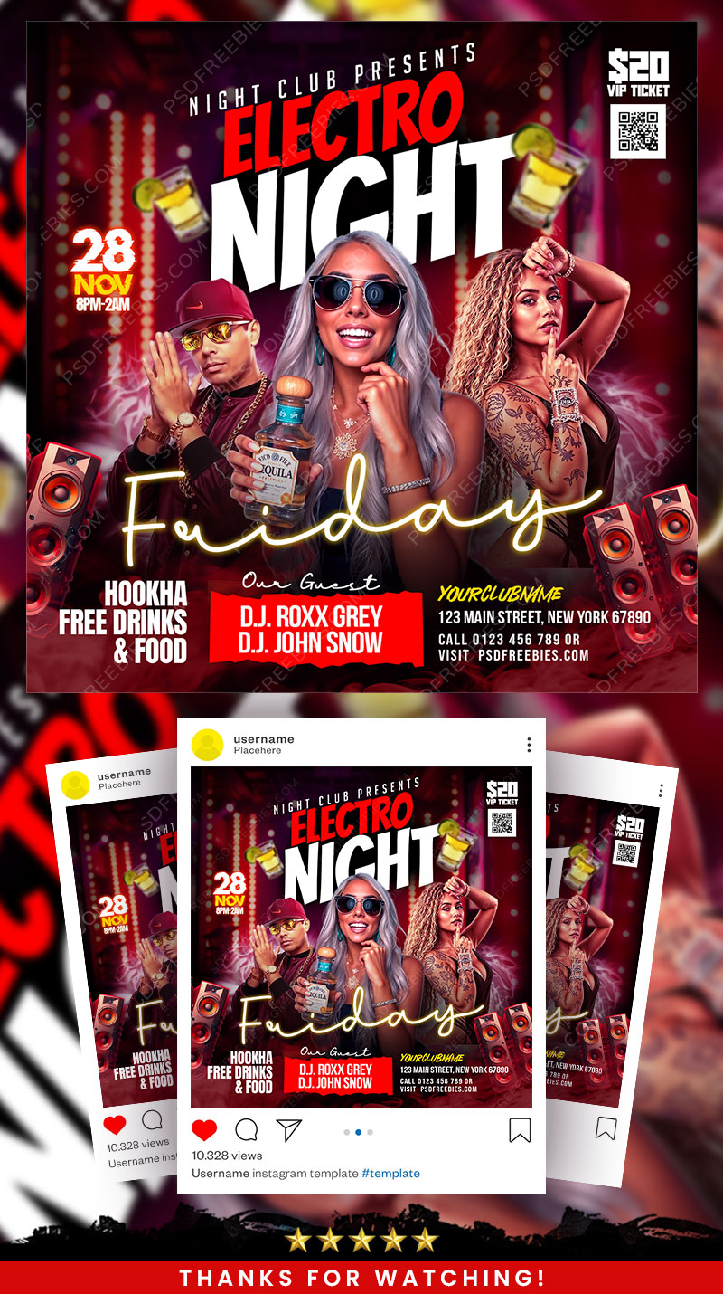 Nightclub Music Party Social Media Flyer PSD