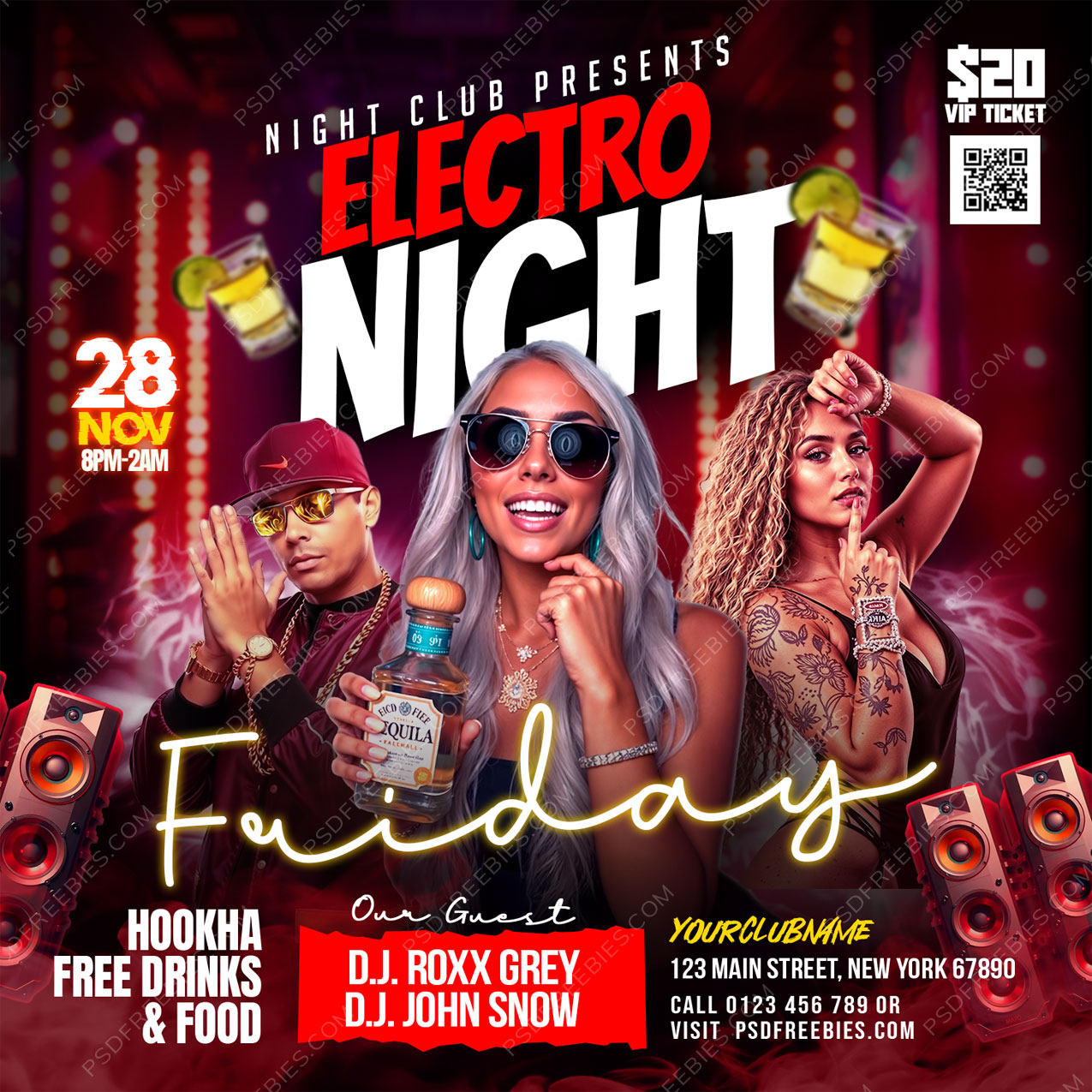 Nightclub Music Party Social Media Flyer PSD