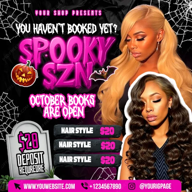 October Spooky SZN Booking Social Media Flyer PSD