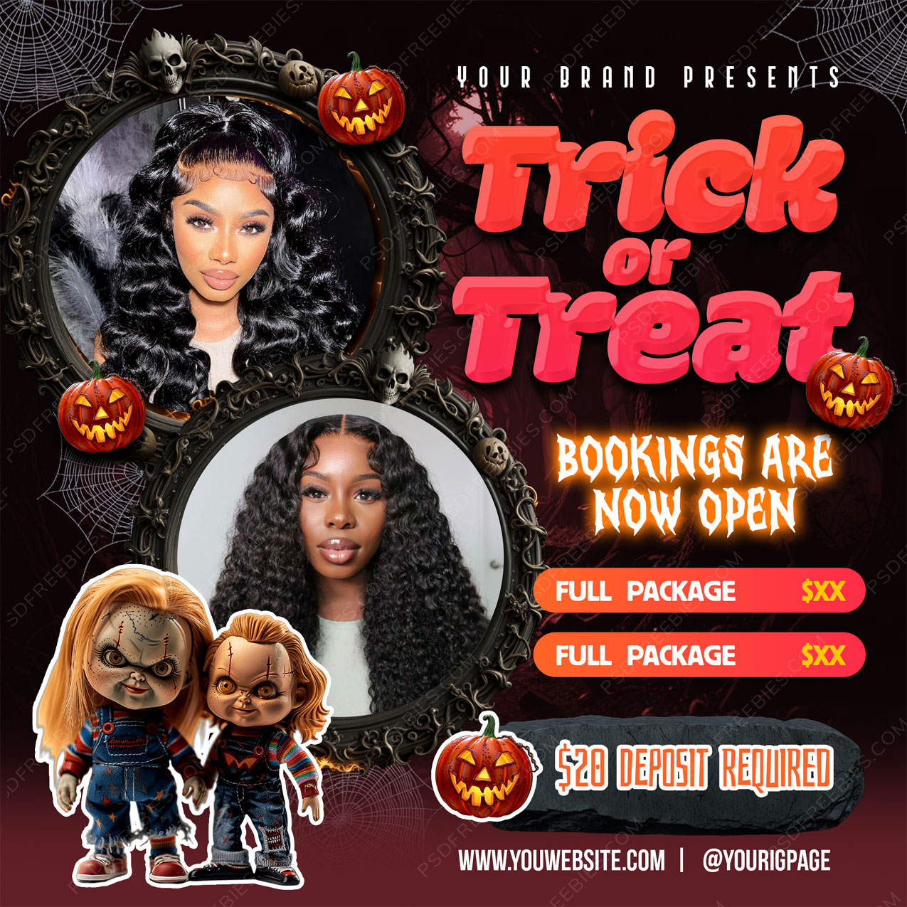 October Trick or Treat Hair Special Social Media Flyer PSD