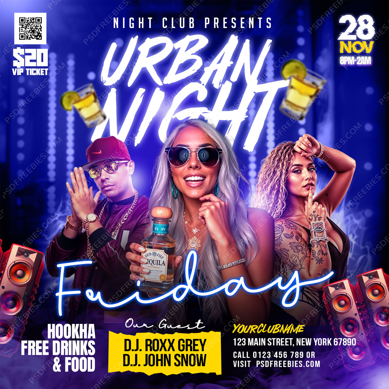 Urban Night Music Party Social Media Flyer PSD