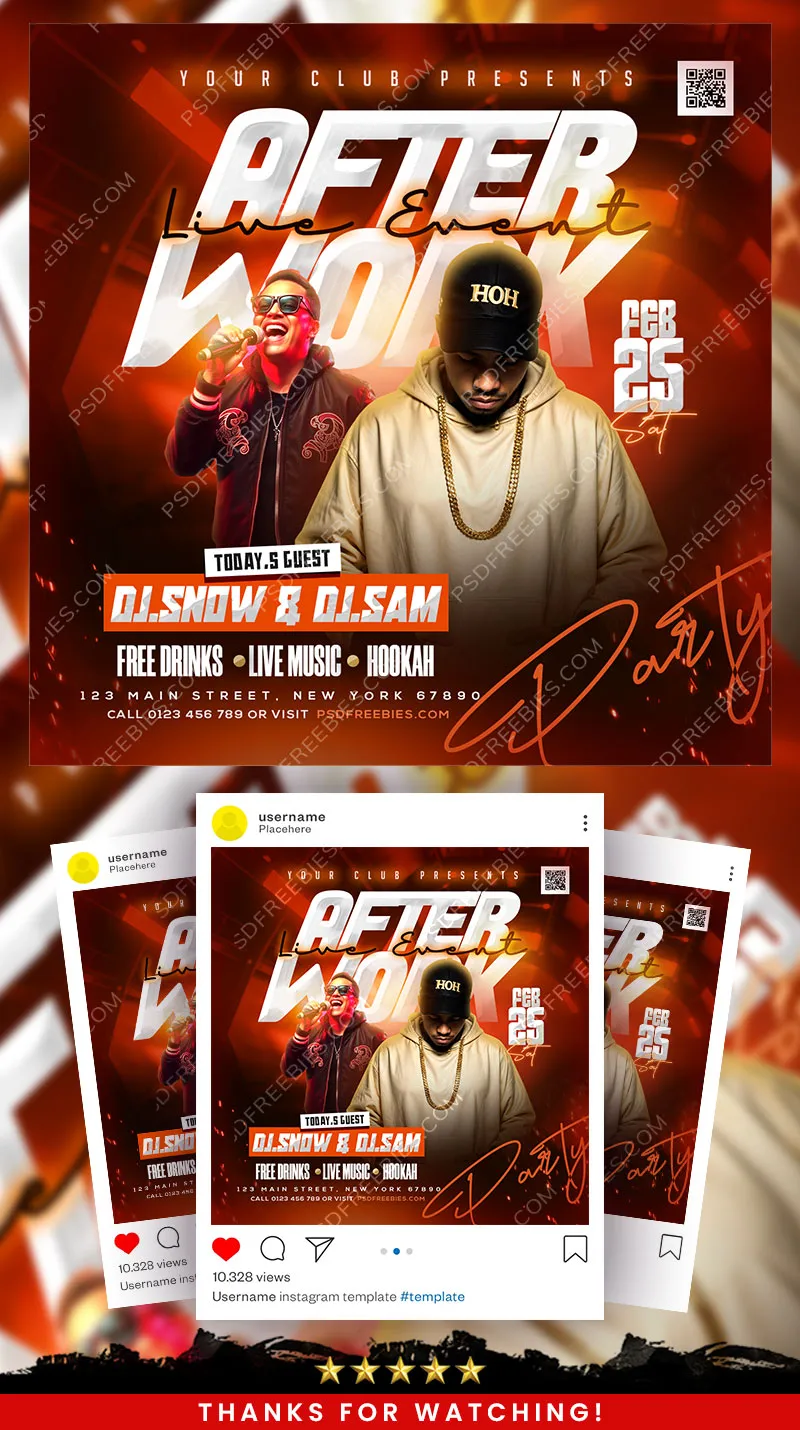After Work Weekend Club Party Post Design PSD
