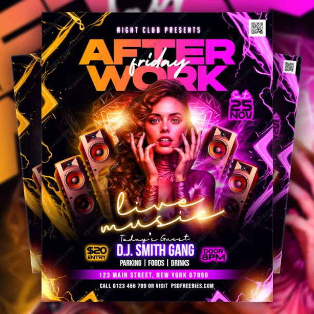 After Work Weekend Music Party Flyer Design PSD