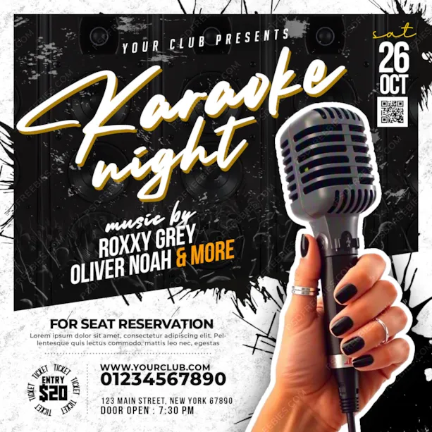 Editable Karaoke Music Night Post PSD Template