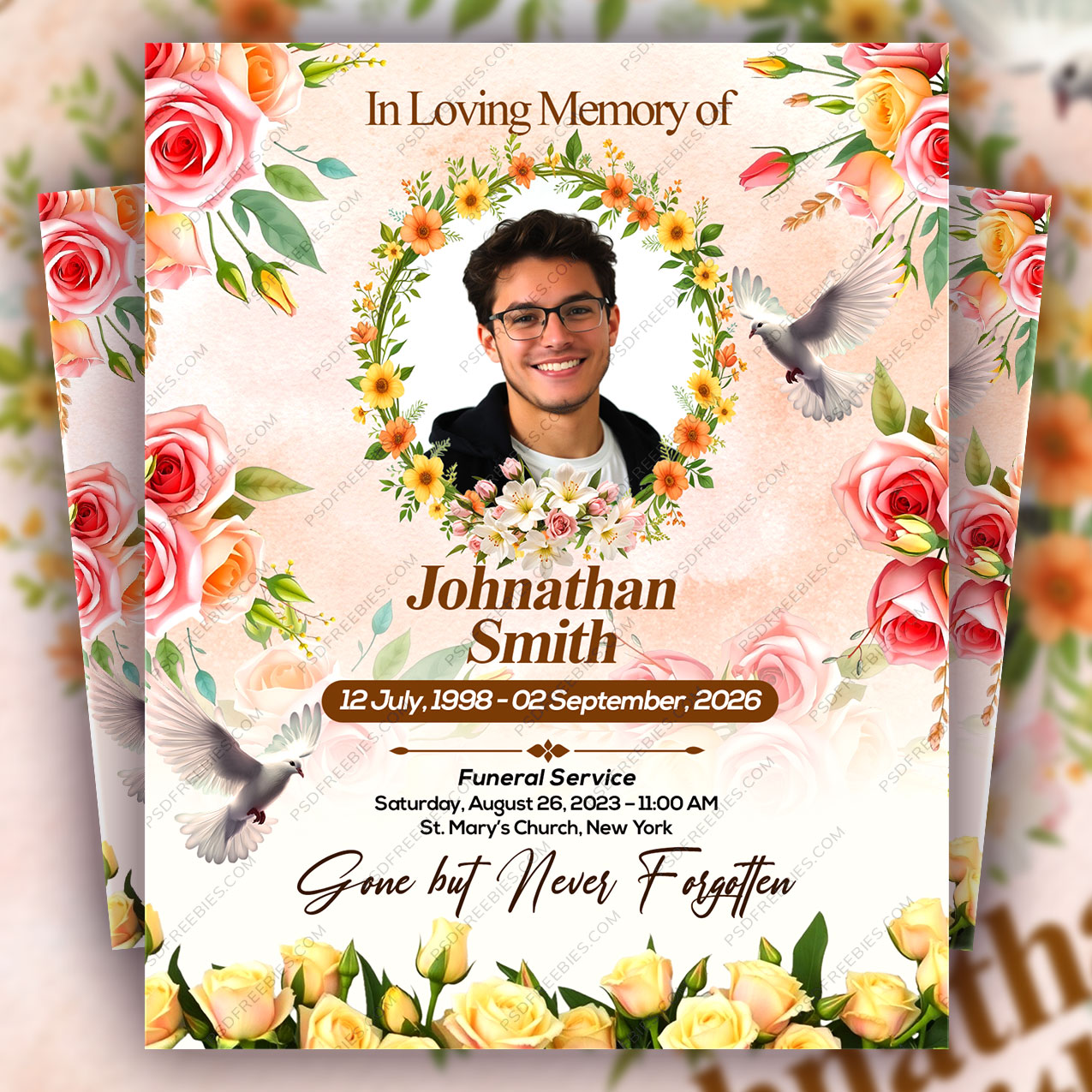 Editable Memorial Funeral Announcement Flyer PSD