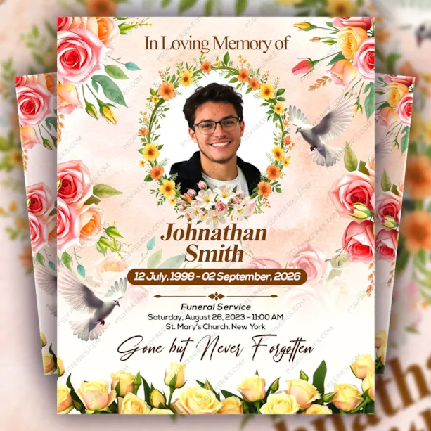 Editable Memorial Funeral Announcement Flyer PSD