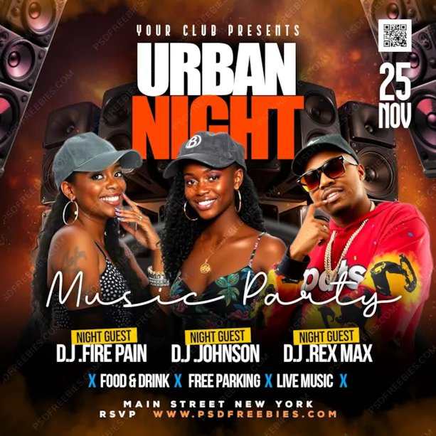 Editable Modern Urban Club Party Flyer PSD Template