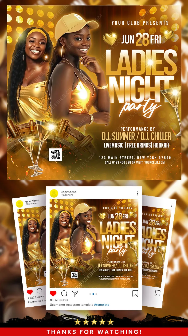 Editable Weekend Night Club DJ Party Post PSD Template