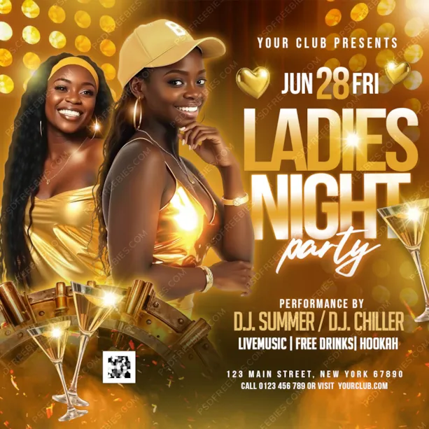 Editable Weekend Night Club DJ Party Post PSD Template