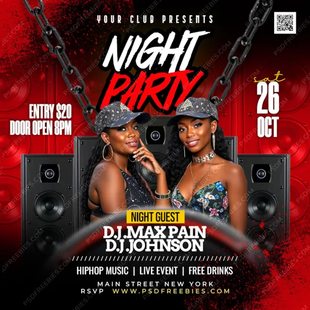 Editable Weekend Night Club Party Post PSD Template
