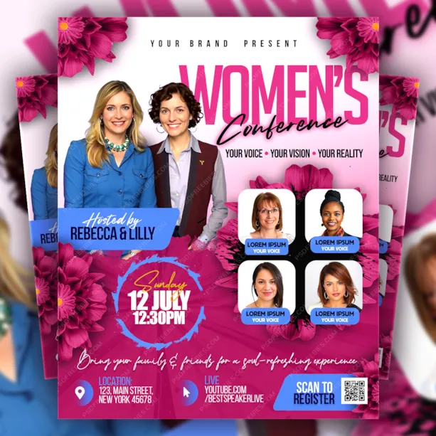 Editable Women Conference Invitation Flyer PSD Template