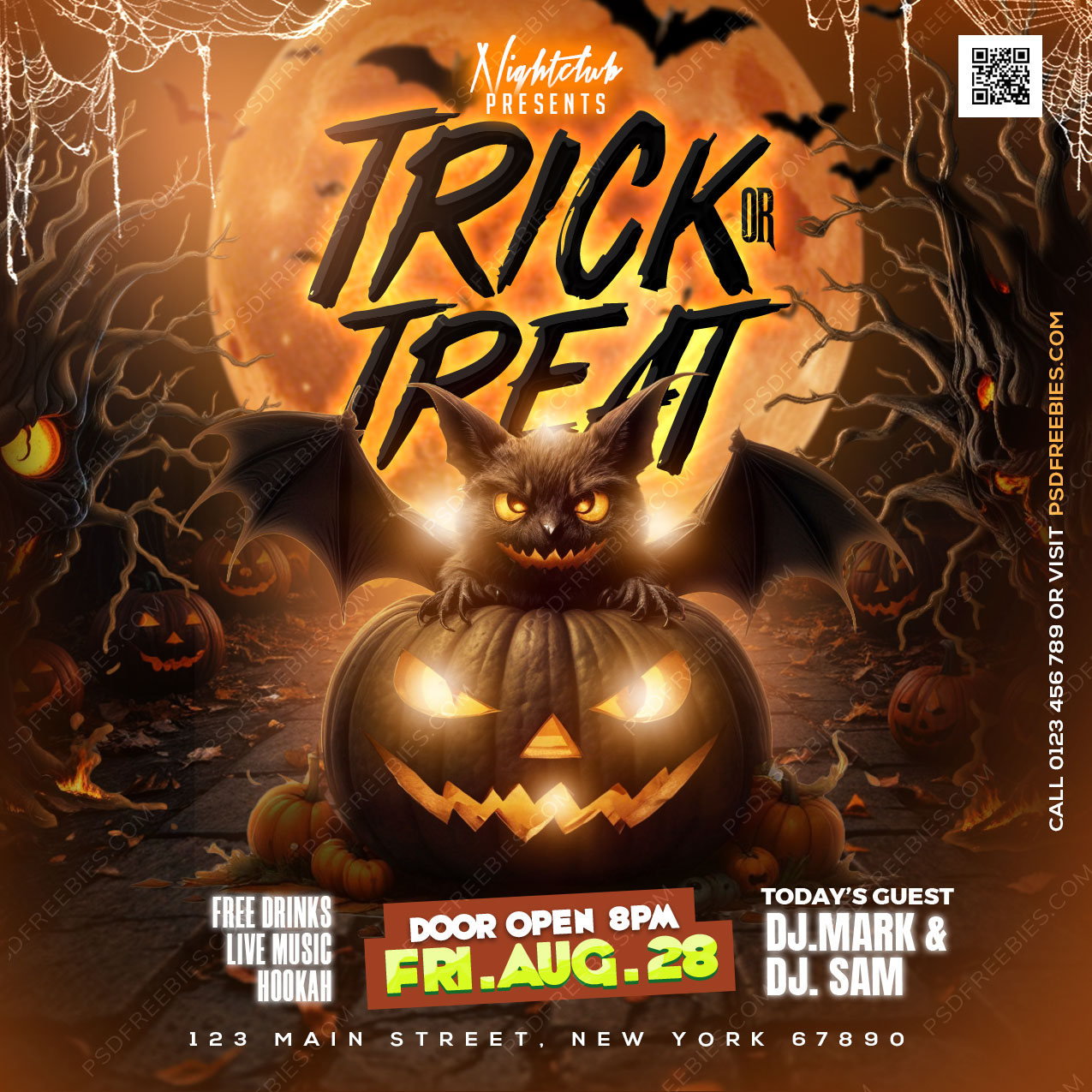 Halloween Horror Night Party Social Post PSD