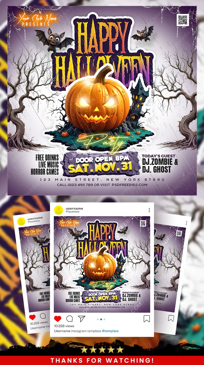 Halloween Night Chillout Party Post PSD
