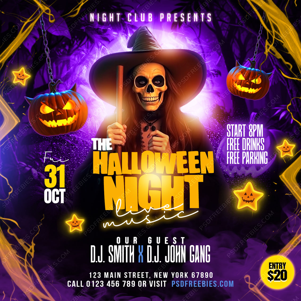 Halloween Night Music Party Post PSD