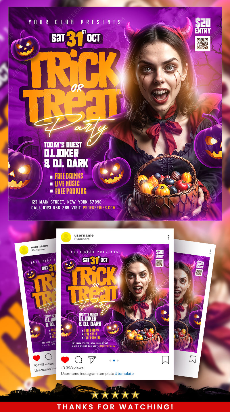 Halloween Night party Post Design PSD