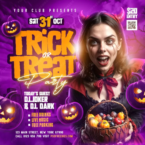 Halloween Night party Post Design PSD