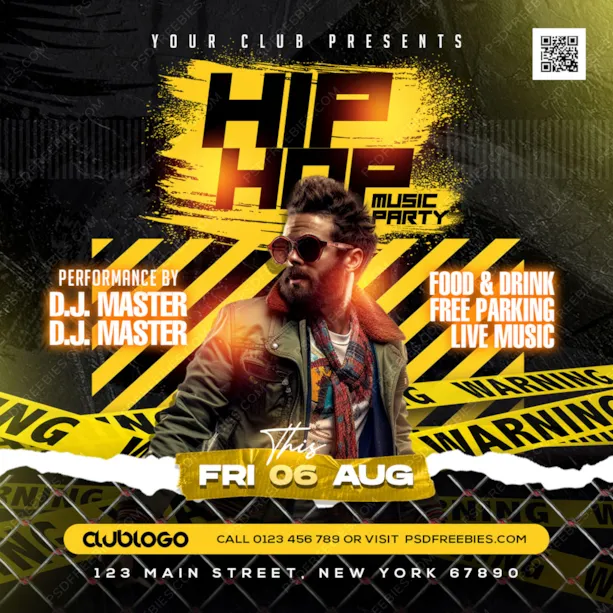 Hip Hop DJ Club Party Instagram Post Design PSD