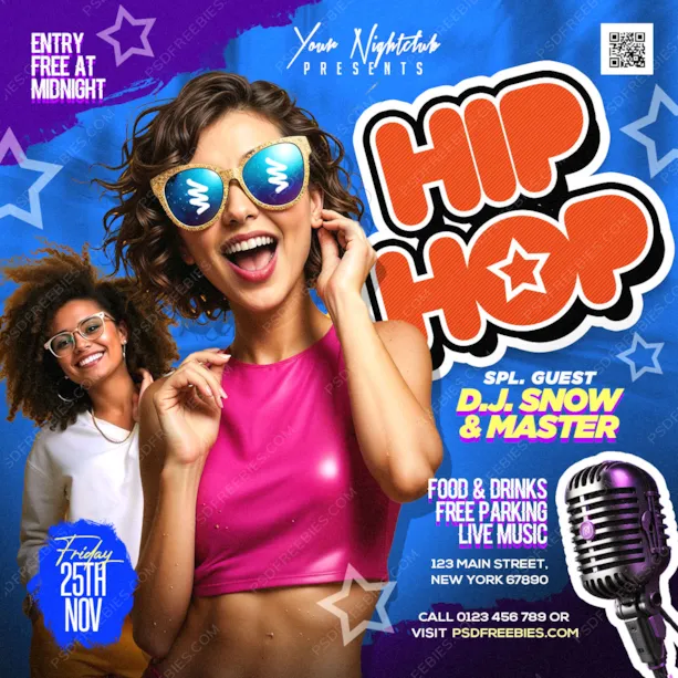 Hip Hop Music Event Post PSD