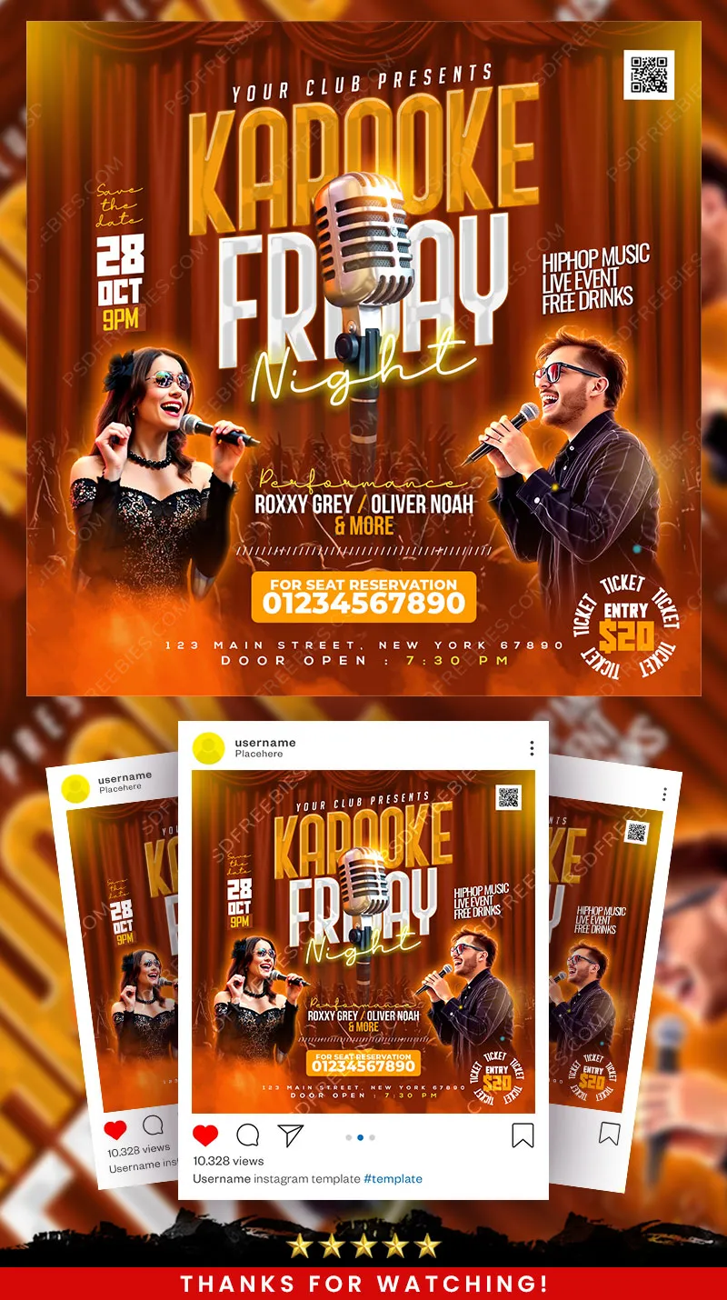 Karaoke Friday Night Event Post PSD Template
