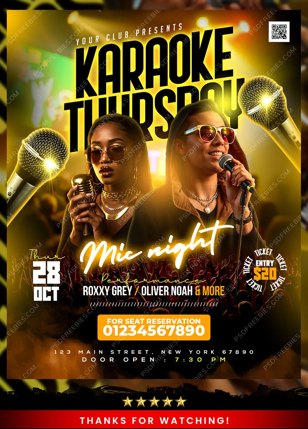 Karaoke Thursday Music Night Flyer PSD