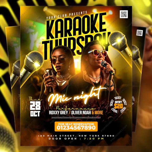 Karaoke Thursday Music Night Flyer PSD