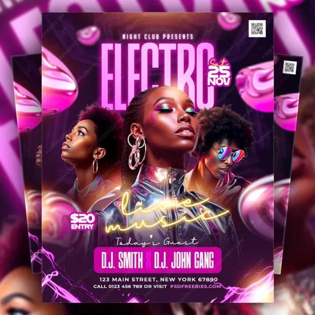 Nightclub DJ Music Party Flyer PSD Template
