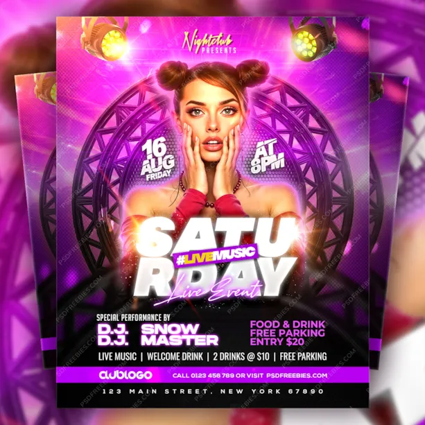 Weekend DJ Club Party Event Flyer PSD