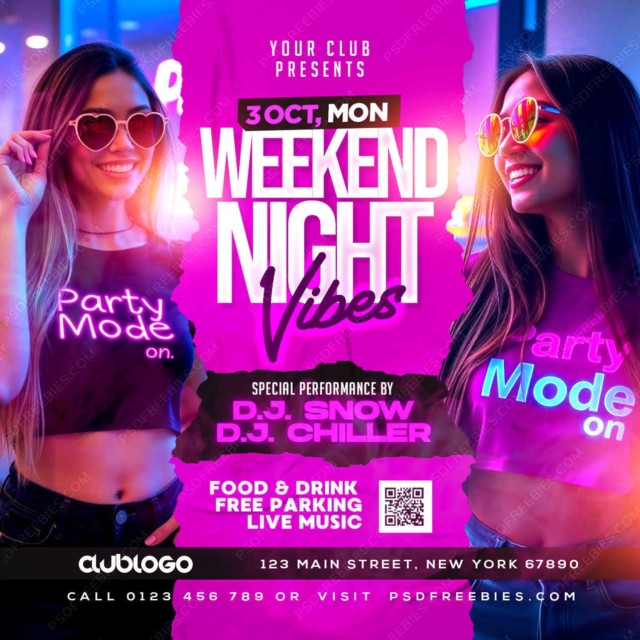 Weekend Party Vibes Instagram Post PSD