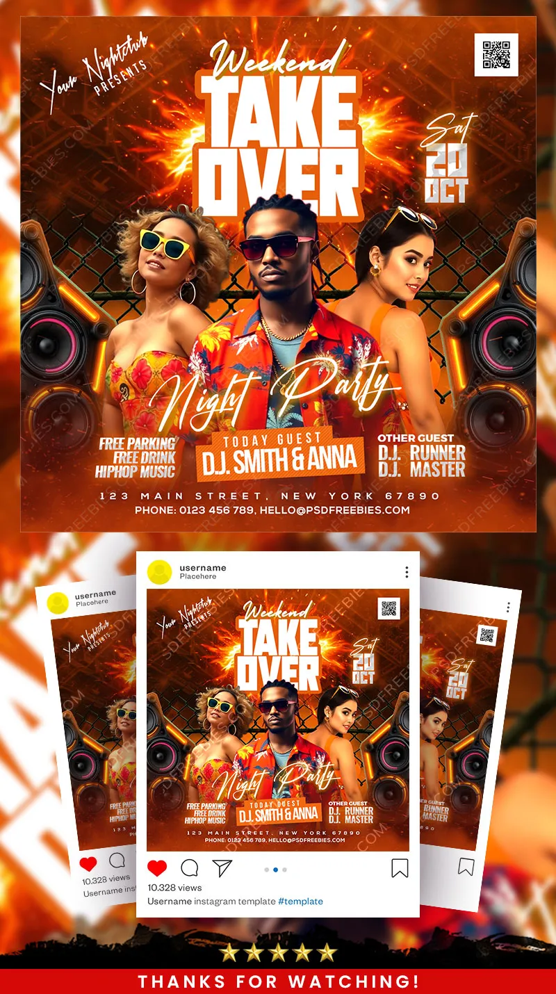 Weekend Takeover Night Club Party Post PSD
