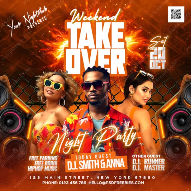 Weekend Takeover Night Club Party Post PSD
