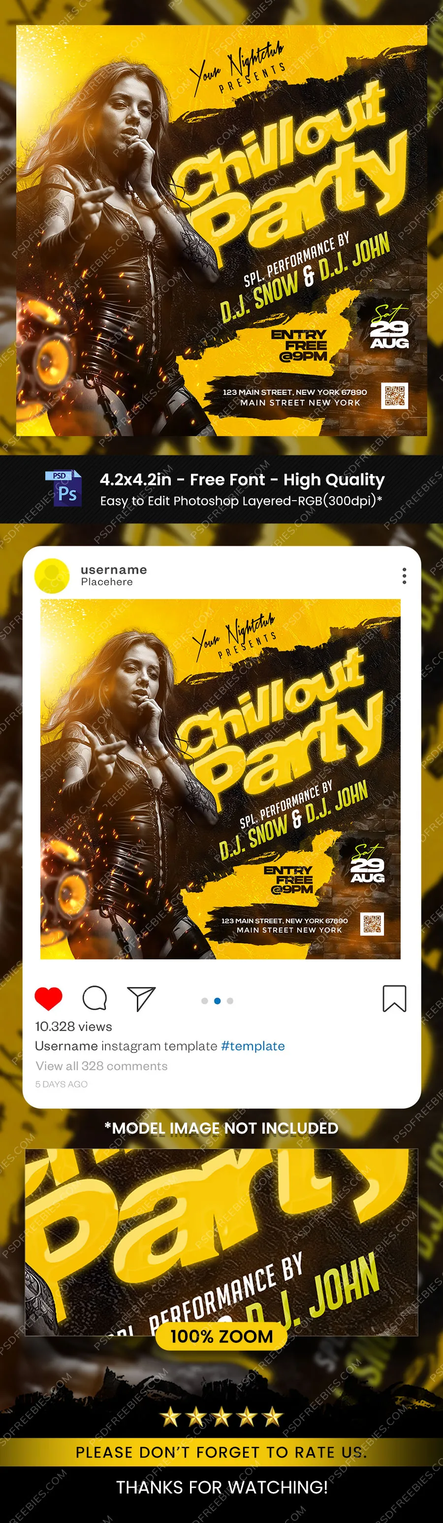 Chillout Music Party Instagram Post PSD