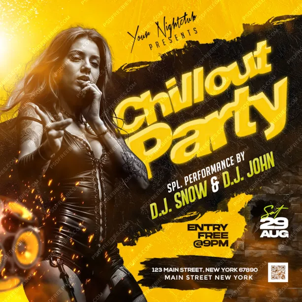 Chillout Music Party Instagram Post PSD