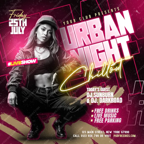 Night Club Chillout Music Party Post PSD