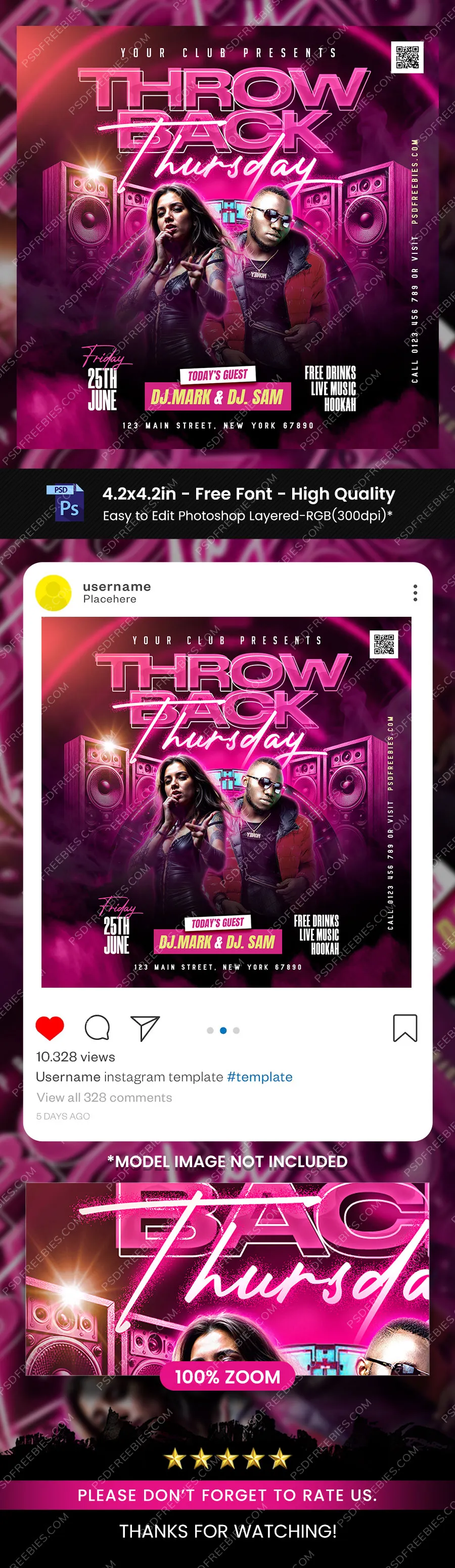 Thursday Club Party Social Media Post PSD